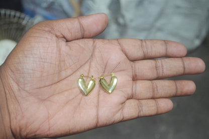 Chunky Gold Heart Shaped Hoop Earrings - Polished Anti Tarnish Finish
