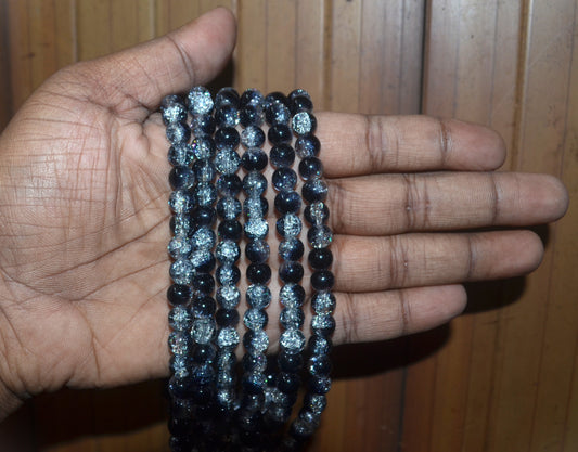 Dual-tone color Crackle Glass Beads - 26cm Strings, Pack of 5