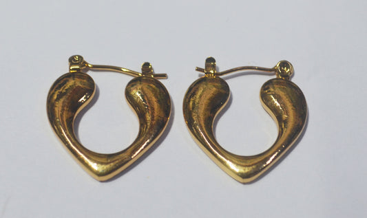 Modern Abstract Heart Hoop Earrings - Polished Anti Tarnish Finish
