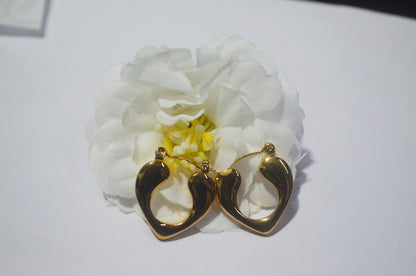 Modern Abstract Heart Hoop Earrings - Polished Anti Tarnish Finish