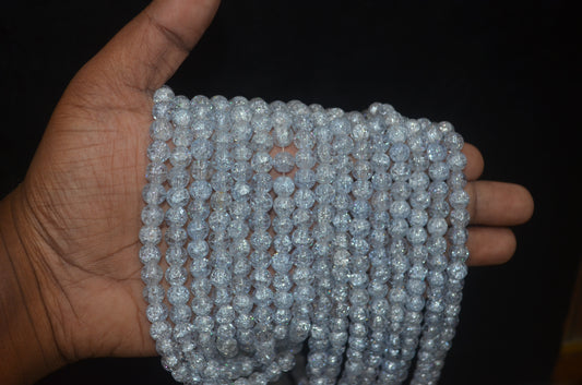 Dual-tone color Crackle Glass Beads - 26cm Strings, Pack of 5