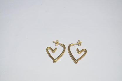 Trendy Gold-Tone Abstract Heart Shape Anti Tarnish Earrings for Women & Girls