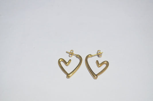Trendy Gold-Tone Abstract Heart Shape Anti Tarnish Earrings for Women & Girls