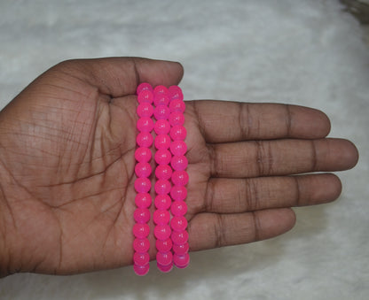 Neon Pink glass beads 8 mm (Pack of 5)