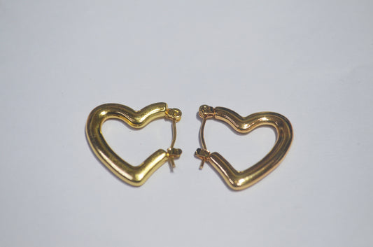 Anti Tarnish Classic Open Heart Hoop Earrings