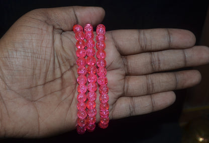Crackle Glass Beads - 26cm Strings, Pack of 5