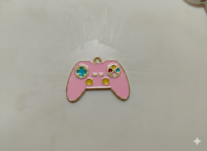 NAGNESHI Pink Video Game Controller Enamel Charms Metal Pendant for Jewelry Making