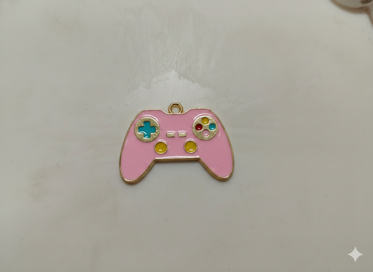 NAGNESHI Pink Video Game Controller Enamel Charms Metal Pendant for Jewelry Making