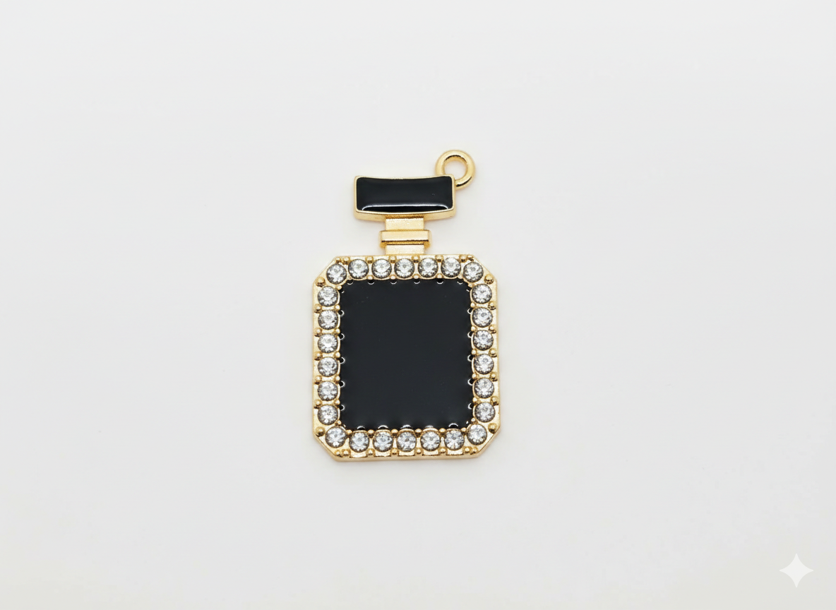 NAGNESHI Luxury Black Perfume Bottle Enamel Charms Metal Pendant for Jewelry Making