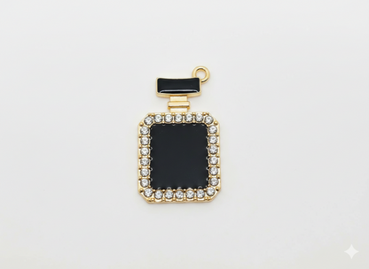 NAGNESHI Luxury Black Perfume Bottle Enamel Charms Metal Pendant for Jewelry Making