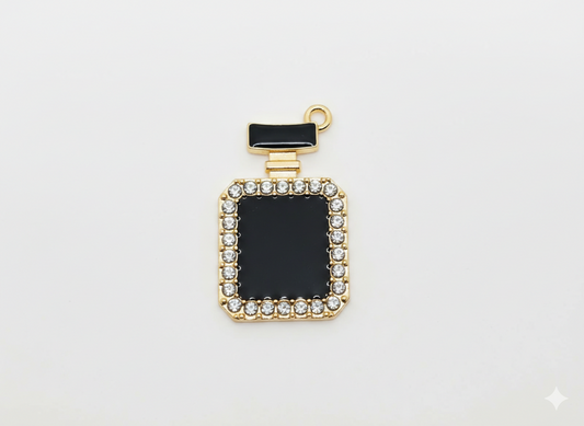 NAGNESHI Luxury Black Perfume Bottle Enamel Charms Metal Pendant for Jewelry Making