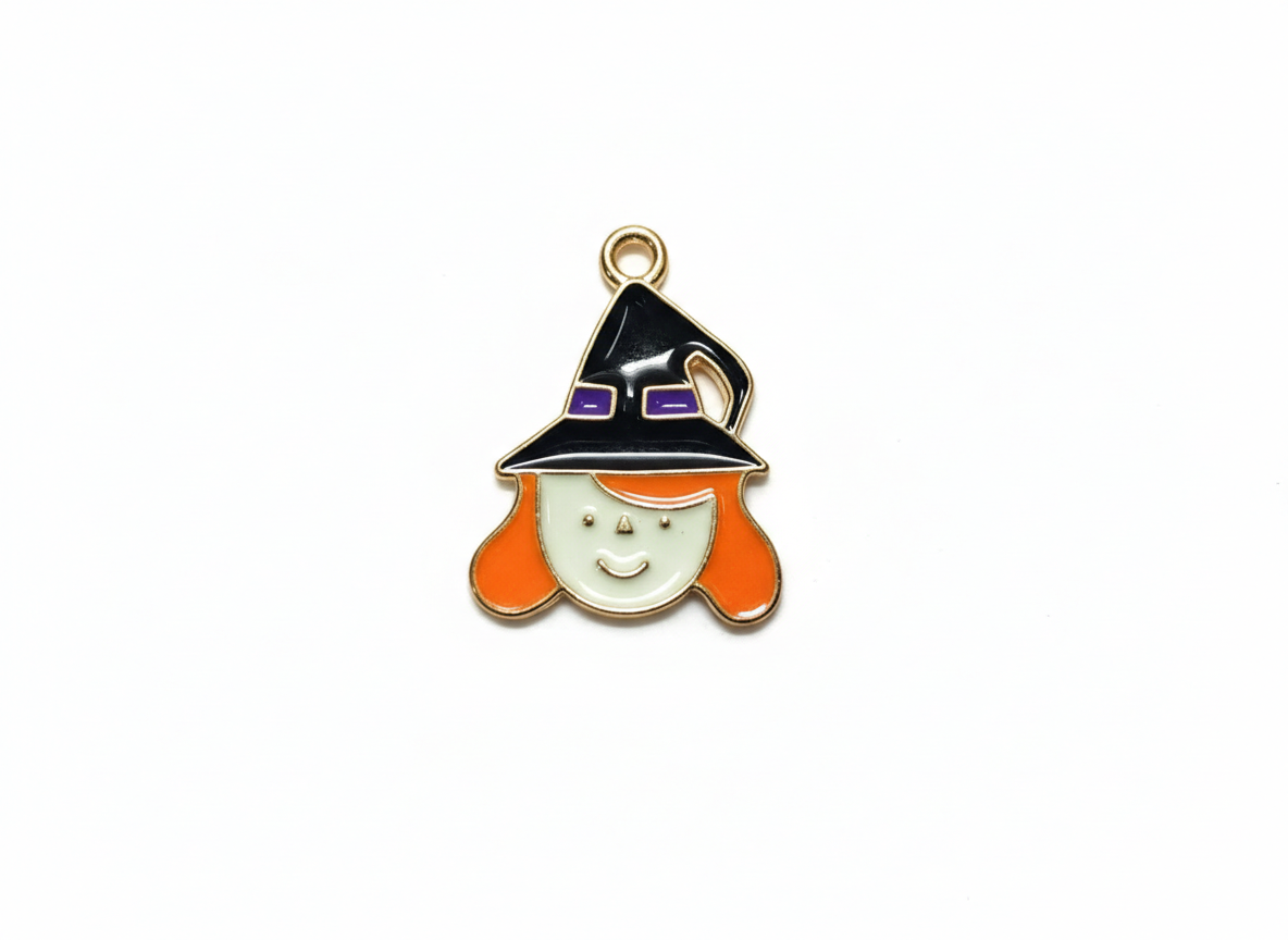 NAGNESHI Halloween Witch Hat Enamel Charms Metal Pendant for Jewelry Making