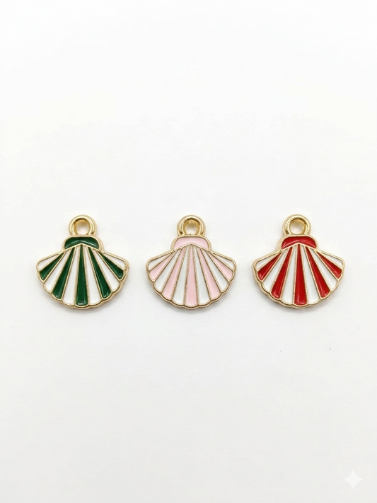 NAGNESHI Enamel Shell Charms – Gold Outline Scallop Design for Jewelry Making & Crafts