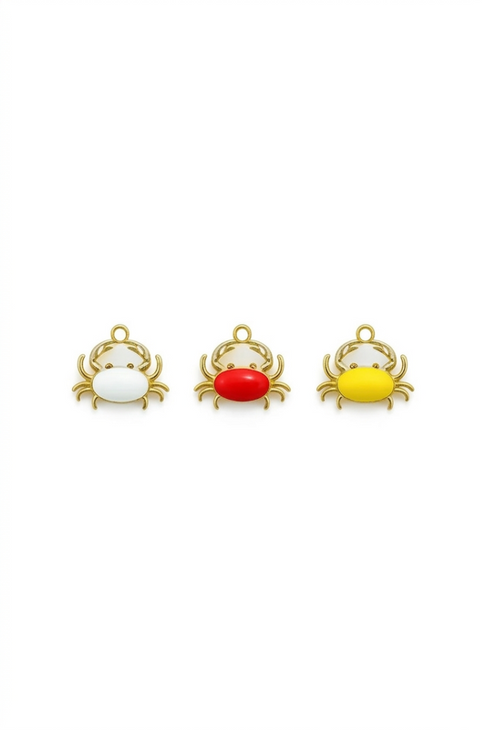 NAGNESHI Mixed Enamel Crab Charms Pack – Gold Outlined Pendants for DIY Jewelry Making, Charm Bracelets, Necklaces