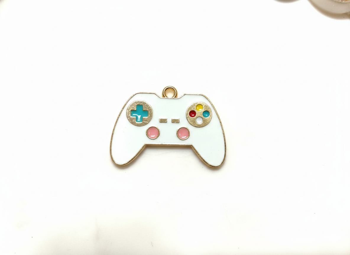 NAGNESHI White Video Game Controller Enamel Charms Metal Pendant for Jewelry Making