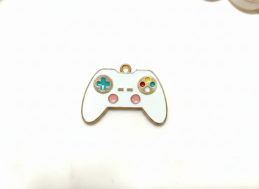 NAGNESHI White Video Game Controller Enamel Charms Metal Pendant for Jewelry Making