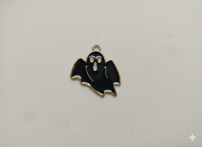 NAGNESHI Spooky Black Ghost Enamel Charms Metal Pendant for Jewelry Making