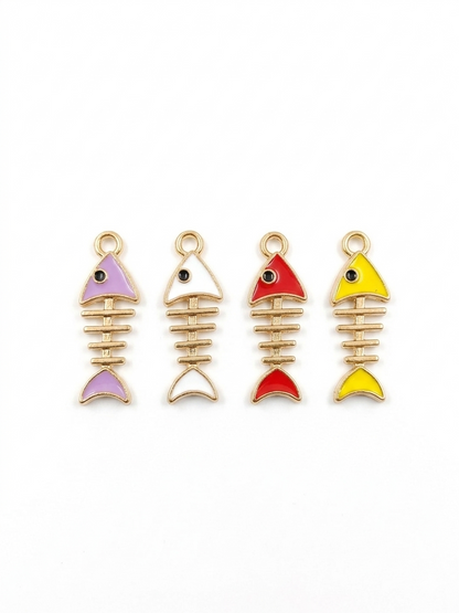 Fish Charms | Bone Charms | Gold-Tone Skeleton Fish Charms