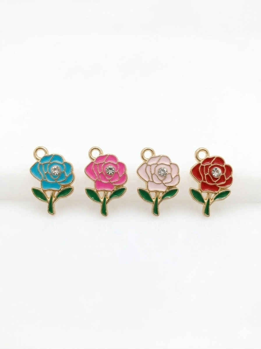 Rose Flower Charms | Mixed Enamel Chams