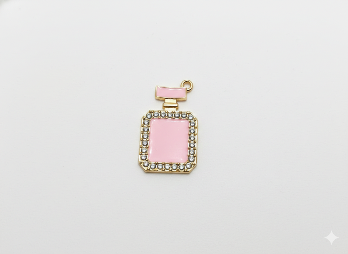 NAGNESHI Luxury Pink Perfume Bottle Enamel Charms Metal Pendant for Jewelry Making