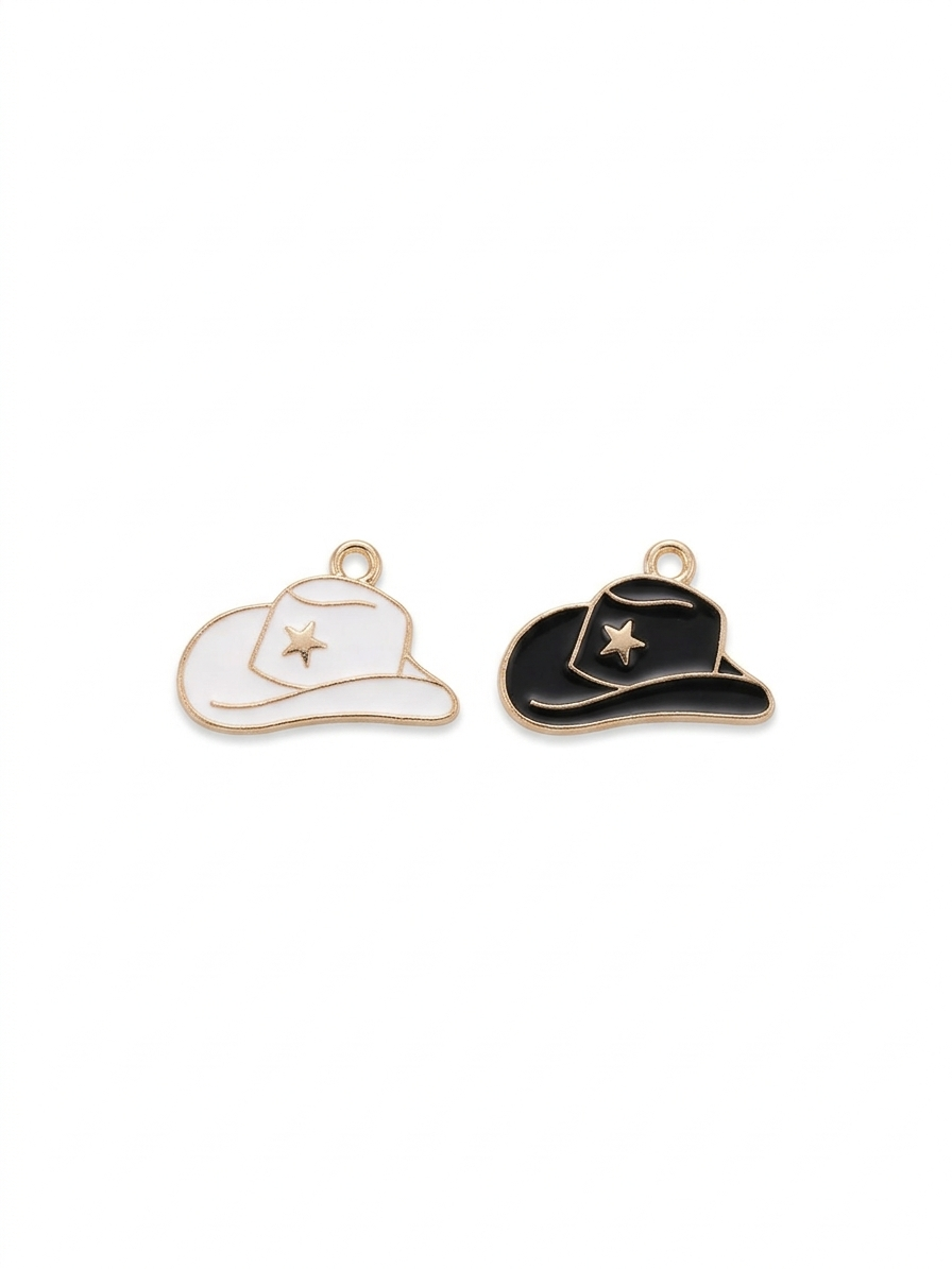 Cowboy Hat Charms| Black & White Mix Charms | Enamel Charms