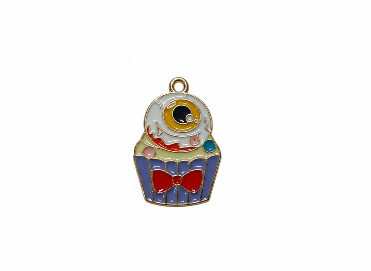 NAGNESHI Eyeball Cupcake Halloween Enamel Charms Metal Pendant for Jewelry Making