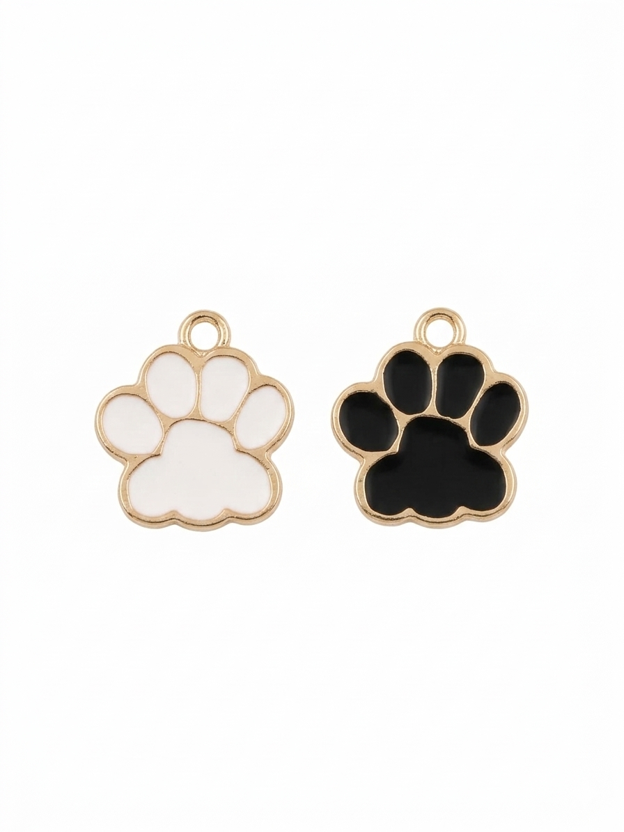 Black and White Paw Charms | Enamel Pet Charms | Mixed Enamel Charms |  Paw Charms | Star Charms  | Doge Charms
