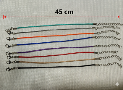 Set of 10 Colorful Cord Chains for Pendants & Charms (Adjustable Length)