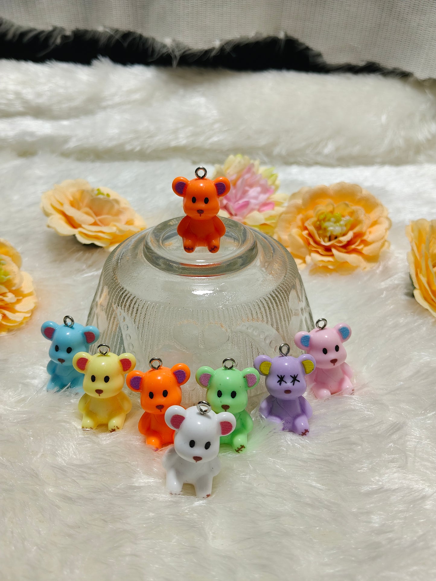 Mini 'LOVE' Teddy Bear Pendant Charm. Comes with pack of 7