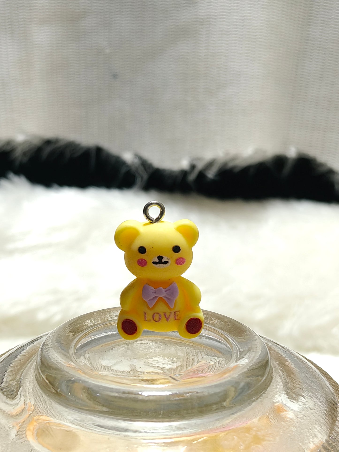 Mini 'LOVE' Bow Teddy Bear Pendant Charm. Comes with pack of 3