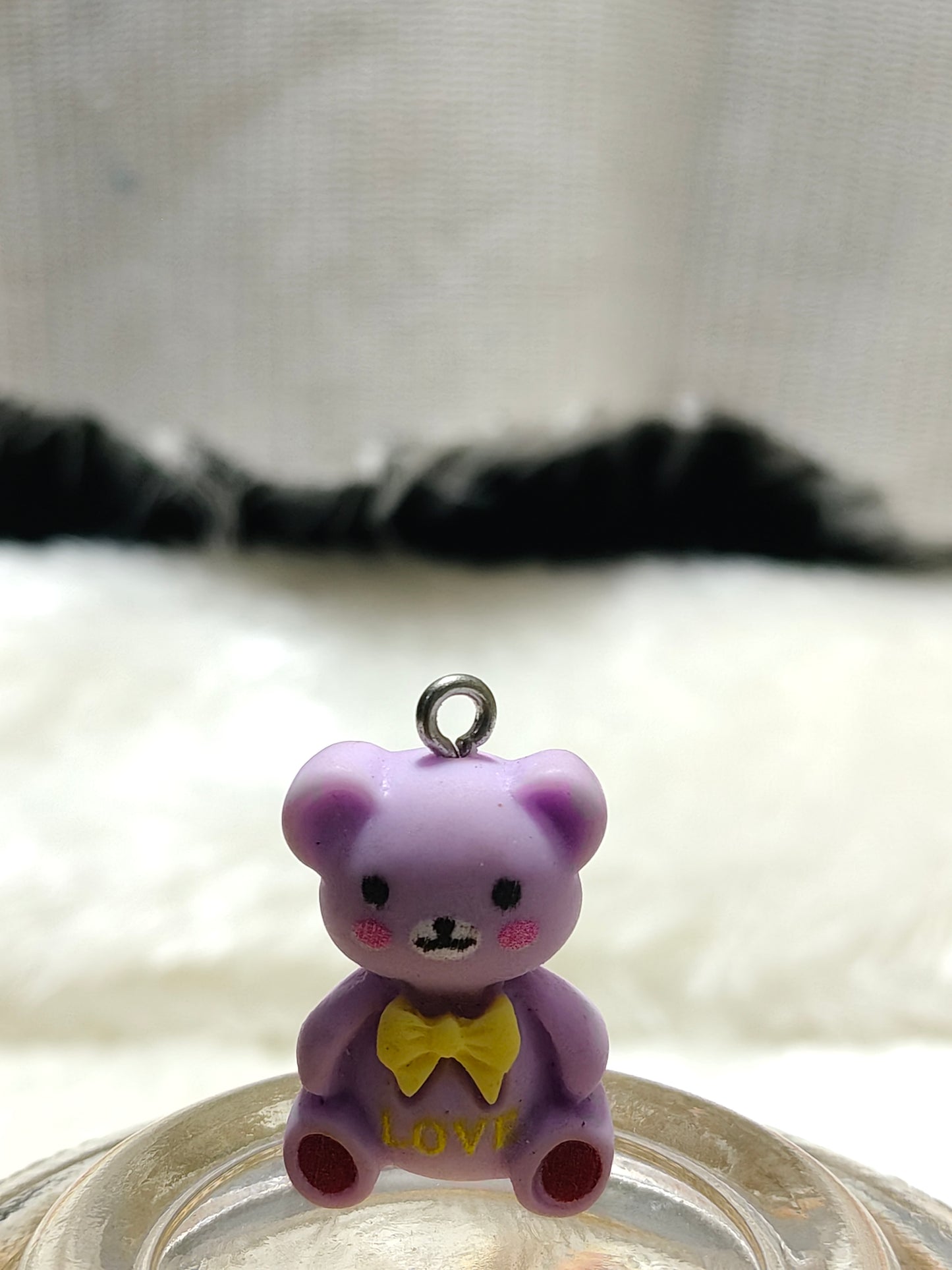 Mini 'LOVE' Bow Teddy Bear Pendant Charm. Comes with pack of 3