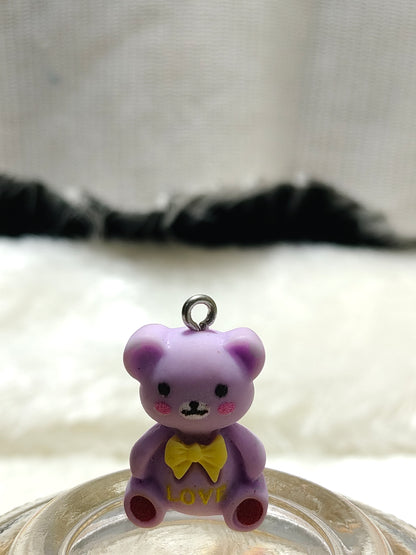 Mini 'LOVE' Bow Teddy Bear Pendant Charm. Comes with pack of 3