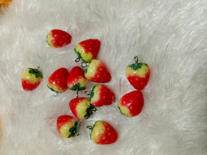 Sweet & Juicy Half-Ripe Strawberry Charm for Kids comes in pack of 10