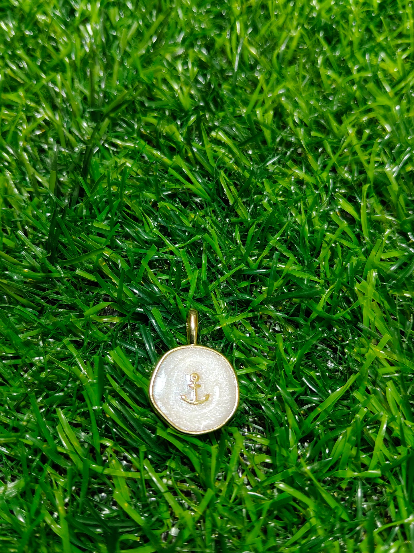 Anti-Tarnish Anchor Charms | Gold & Pearlescent Enamel Pendants