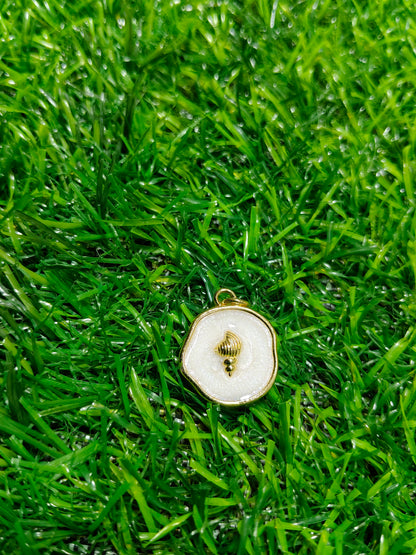 Anti-Tarnish Gold Seed Drop Charms | Pearlescent White Enamel Pendants