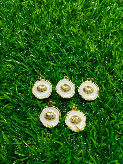 Anti-Tarnish Scallop Shell Charms | Gold & Pearlescent Enamel Pendants