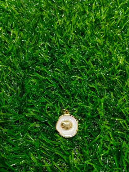 Anti-Tarnish Scallop Shell Charms | Gold & Pearlescent Enamel Pendants