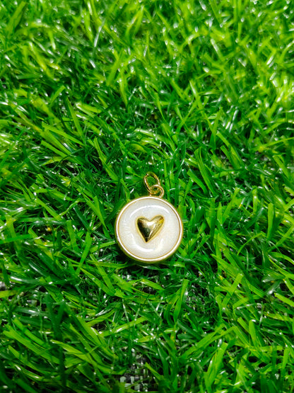 Anti-Tarnish Heart Charms | Gold & Pearlescent Enamel Pendants