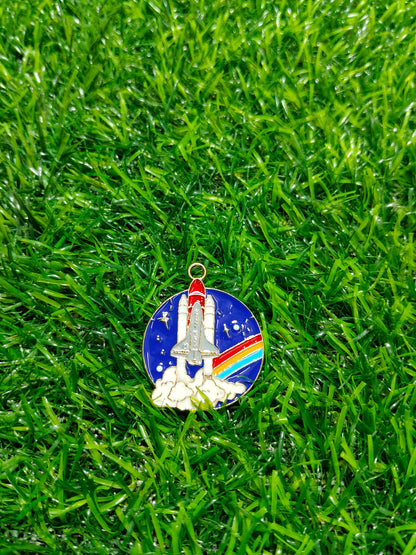 Space Shuttle Launch Enamel Charm | Cosmic Rainbow