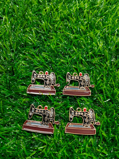 Vintage Sewing Machine Charm | Antique Look Enamel Craft Supply