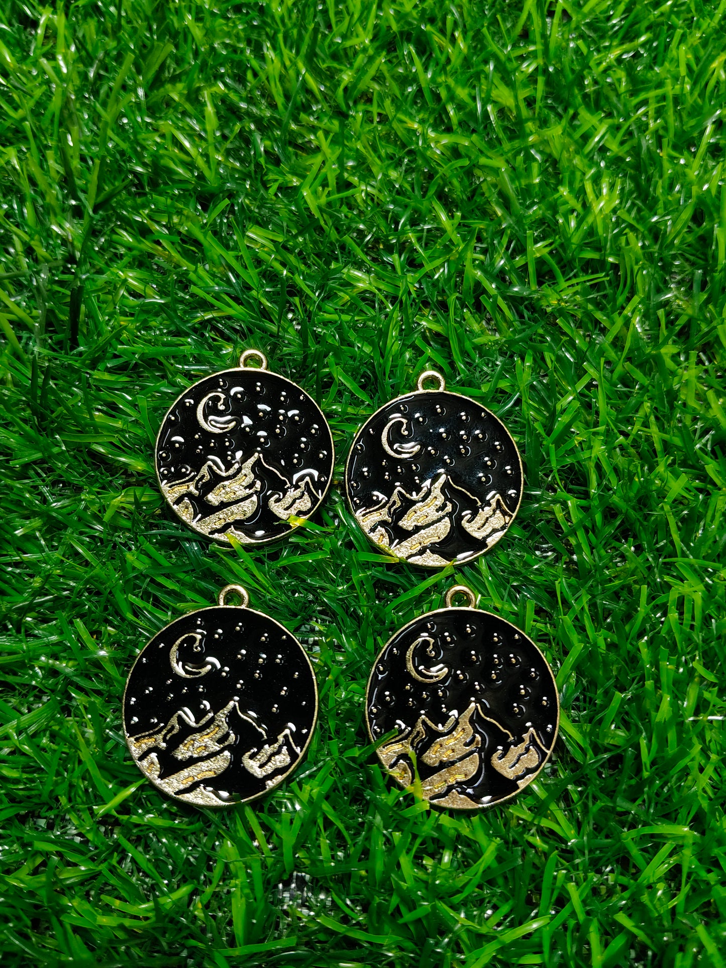 Golden Peaks and Stars Charm | Minimalist Adventure Jewelry