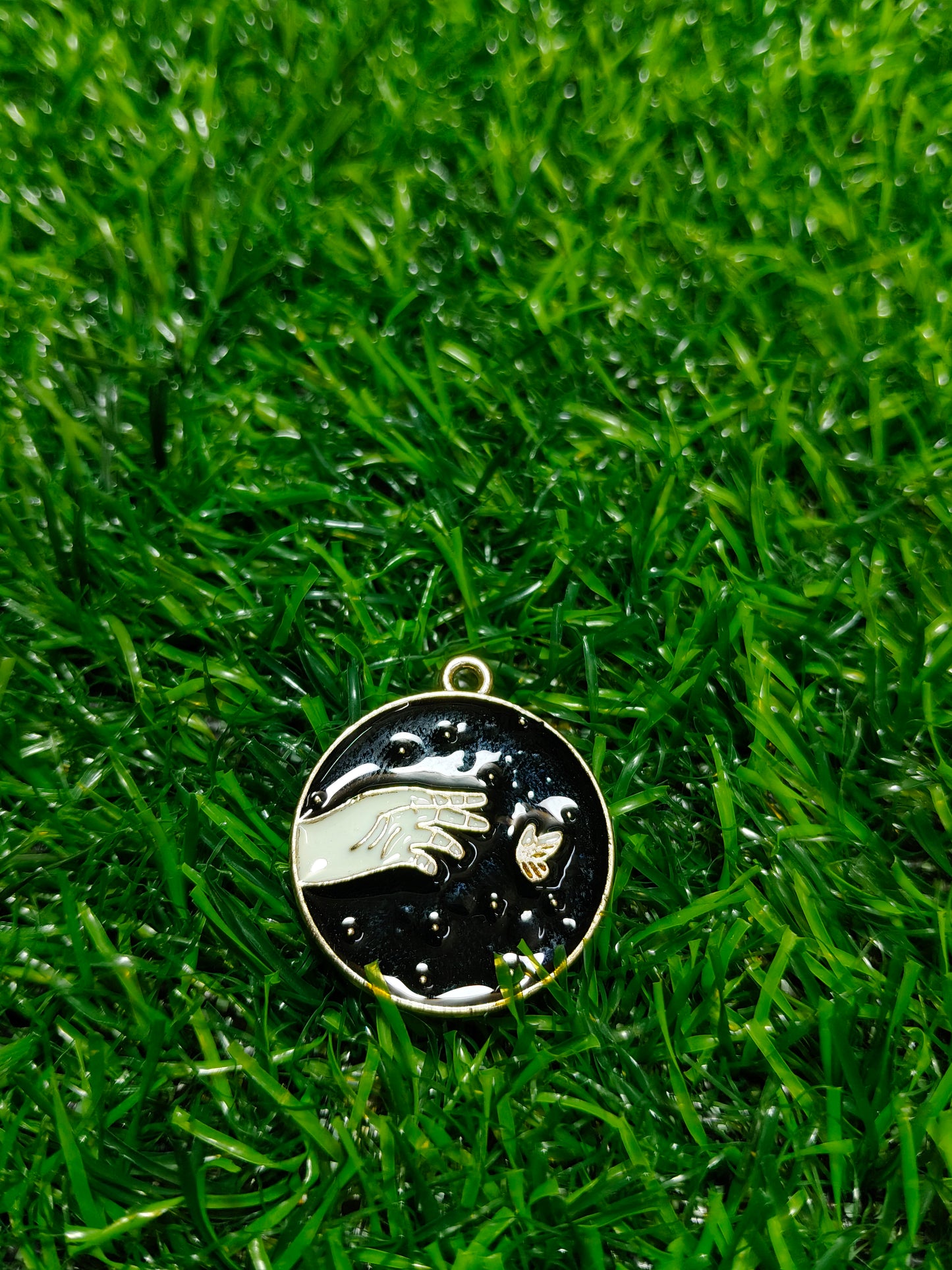 Black Enamel Celestial Hand Charms | Butterfly and Star Pendants