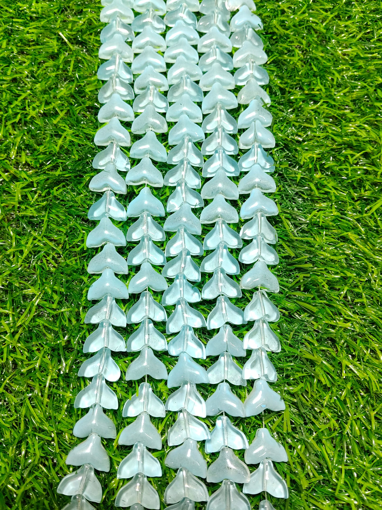 30-Piece Sky Blue Frosted Fish Tail Beads (Single Strings)