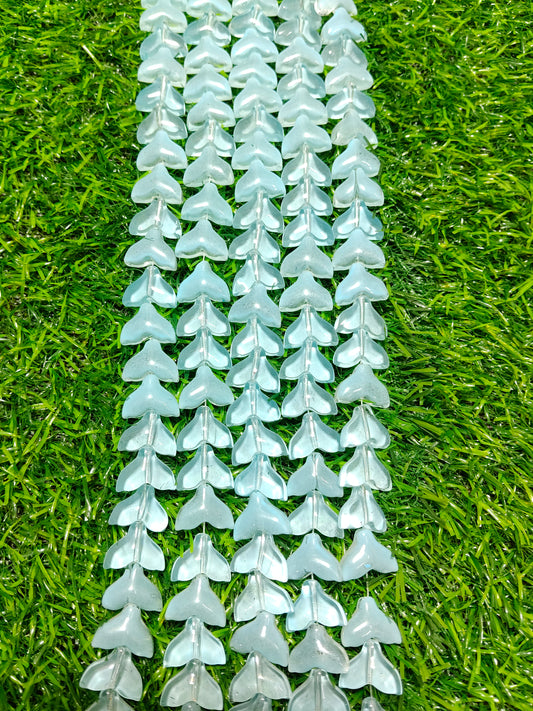 60-Piece Sky Blue Frosted Fish Tail Beads (2 Strings)