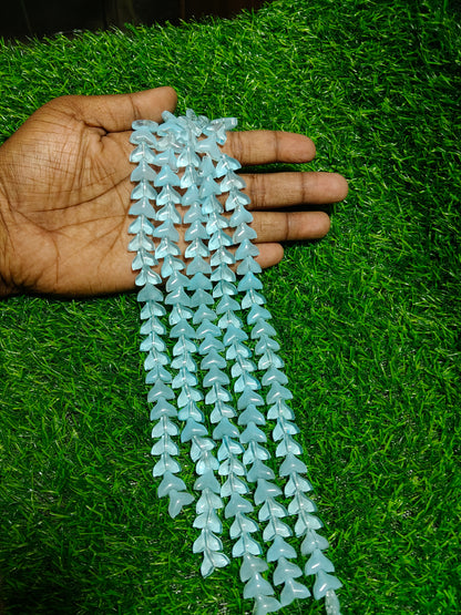 30-Piece Sky Blue Frosted Fish Tail Beads (Single Strings)