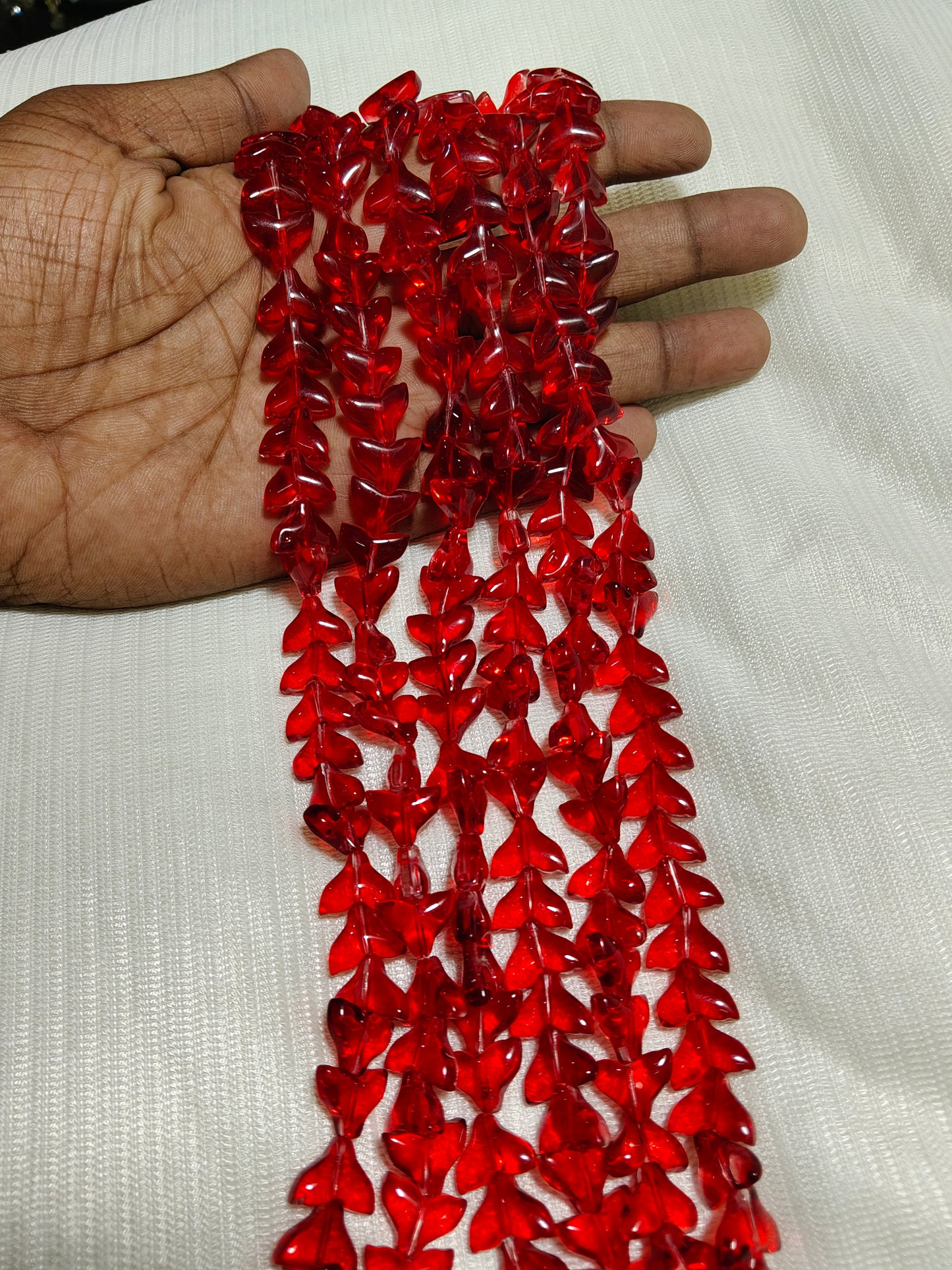 30-Piece Red Fish Tail Beads (Single Strings)