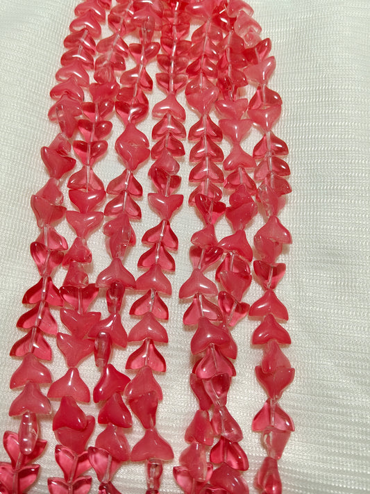60-Piece Sizzling Red Fish Tail Beads (2 Strings)