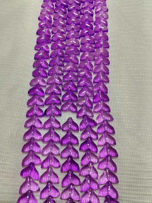 60-Piece Dual Tone Fish Tail Beads | Clear & Purple Ocean Glass (2 Strings)
