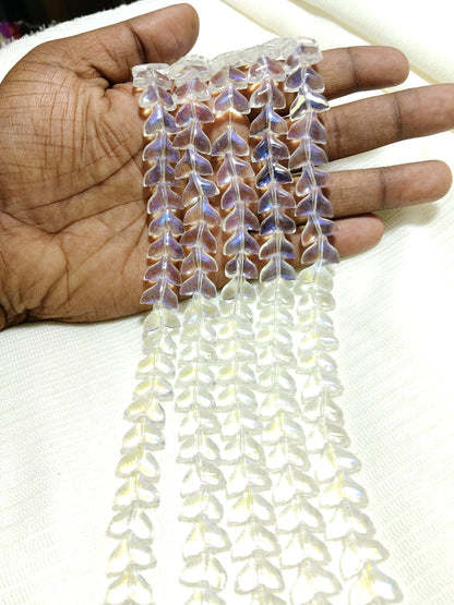 30-Piece Dual Tone Fish Tail Beads | Clear & blue Ocean Glass (Single Strings)