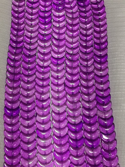 Luminous Lavender Glass Moon Beads - Pack of 2 Strings